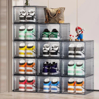 LIVING PLANET Kotak Kasut Shoes Storage Box Shoes Organozer Household Side-Opening Transparent Shoe