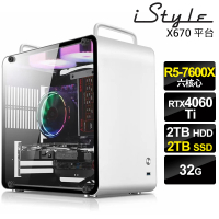 【iStyle】R5 六核GeForce RTX4060Ti 無系統{U390T}雙碟商用電腦(R5-7600X/華碩X670/32G/2TB+2TB)