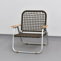 全城熱賣 - walkhike藤編折疊椅庭院戶外鋁合金籐椅陽臺便攜單人露營克米特椅褐色【標準款+升級扶手杯架】-登山專用編織繩-加厚鋁合金椅架實用悠久編織工藝