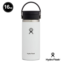 Hydro Flask 16oz/473ml 寬口旋轉咖啡蓋保溫瓶 經典白