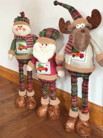 聖誕裝飾 圣誕裝飾品老人雪人麋鹿站立公仔伸縮玩偶禮品圣誕樹布置禮物擺件 聖誕節禮物