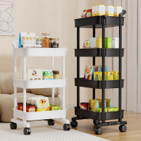 置物架家用落地客廳多層零食小推車兒童玩具收納架可移動簡易書櫃