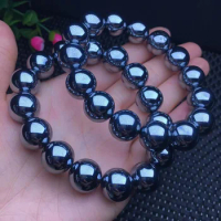 1 Pc Fengbaowu Terahertz THz Bracelet Round Bead Crystal Reiki Healing Stone Jewelry Gift For Women Men