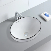 Semi-recessed wash basin, ceramic countertop, home toilet water basin, wash , single