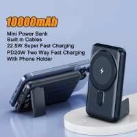 10000mAh Portable Mini Power Bank With Cable Fast Charging Magnetic Wireless Charger Powerbank for iPhone 13 14 15 Xiaomi Huawei