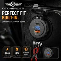 OTOHEROES Charger Motor Dual USB QC 3.0 PD Type C 40W 12V Voltmeter Waterproof Fast Charging - ZE12V