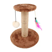 Cat Scratching Post Vertical Scratcher Cat Tree Tower With Sisal Scratch Posts Cat Scratcher With Fluffy Balls And Feather For