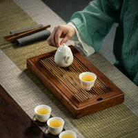 小茶盤茶具托盤迷你長方形小號家用現代簡約竹制儲水式干泡茶盤壺
