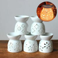 Ceramic Crafts Aroma Burner Handmade Hollow Flower Pattern Essential Oil Burner Candle Lamp Many Style HomeOffice Crafts Decor