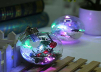 聖誕掛飾球燈 塑膠透明球 空心球 小掛飾 透明LED燈耶誕球 塑膠燈泡球 聖誕氣氛擺飾 七彩燈 創意圓球 派對用品