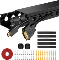 Updated Cable Raceway Kit - 31 (2X15.4) นิ้ว Open Slot Wire Covers For Cords Under Desk Cable Manage