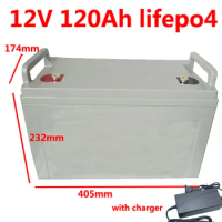 GTK 12V 120AH Lifepo4 batterie waterproof BMS 4S 12.6v for 1000W monitoring Solar Storage boats inverter golf cart + 10A charger