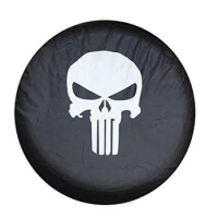 1Pcs Car Tire Cover 14", 15",16" 17'' inch Skull logo PVC PU Spare Tyre Wheel Valve Covers For Cars Accessories