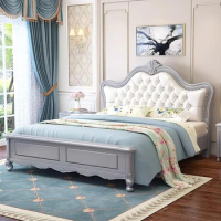 Wood Storage Double Bed European American Modern Frame Queen Bed Luxury Comferter Princess Cama Matrimonial Bedroom Furniture