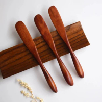 6 Pieces of Household Kitchen and Bar Supplies, Simple Thick Handle Jam Knife, Wooden Butter Spatula, Easy to Use For Family Out