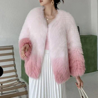 New Style Women's Warm Elegant Faux Fox Fur Coat Korean Fashion Winter Fluffy Faux Fur Coat High Quality Fur Coats for Women