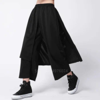 Women Japanese Style Kimono Haori Loose Harajuku Pants Black Fashion Leisure Trousers Cool Hip Hop Streetwear Samurai Costume202