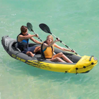 Inflatable kayak rubber drift boat two person assault boat complimentary manual air pump aluminum paddle two hand grab rope