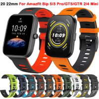 20 22mm Silicone Watch Strap For Amazfit Bip 5/3 Pro/GTR 4/47mm/GTR3/GTR4/GTS4/GTS 4 2 Mini/3 Bracelet Watchband Wristband