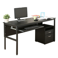 【DFhouse】頂楓150公分電腦辦公桌+1鍵盤+活動櫃 -黑橡木色