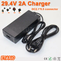 ETARIO 29.4V 2A lithium battery Charger for CE certified 24V Electric Scooter electric bicycle battery 7S li-ion battery Charger
