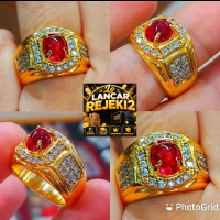 cincin batu permata merah delima elegan