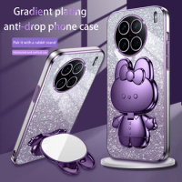 for Vivo X90 Pro X80 X60 X70 X27 X21 S1 S9E S10E S12 S15 S16E S17 Pro Case Luxury Rabbit Phone Holder Plating Mirror Cover Coque