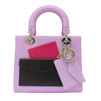 【二手名牌BRAND OFF】Dior 迪奧 紫色 牛皮 Lady Dior 兩用包
