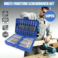 COD 50in1 Set Mata Obeng Extra Long 75mm - Bit Torx, Security, Star, Hex, Philips & Slotted untuk Se