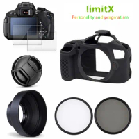 Silicone Case Camera Bag Filter Kit Lens Hood For Canon EOS 2000D 4000D 1300D 850D 800D 250D 200D 77D T100 T7 T6 SL2 SL3 18-55mm