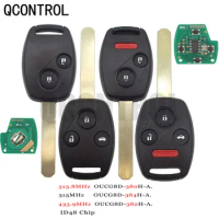QCONTROL 2/3/4Button Remote Fob 313.8/315/433MHz ID48 Chip Car Key For Honda Accord CRV HRV Fit City Jazz Odyssey Shuttle Civic