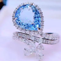 GUILD Fine Jewelry Pure 18K Gold Natural 3.44ct Santa Maria Blue Aquamarine Gemstones Fine Rings for Women Birthday Presents