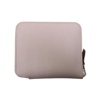 【二手名牌BRAND OFF】HERMES 愛馬仕 粉紫色 牛皮 Azap Silk In 絲巾 短夾 W刻 銀扣