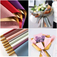 5 Lembar Kertas Buket 2 Warna Flower Wrapping Paper Bi Color Gold Cellophane Part 7 Kertas Buket Var