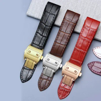 Genuine Leather Watch Strap for Cartier Santos100 Waterproof Sweat-Proof Men Women Watch Band Accessories20 23mm