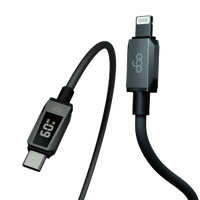 EGO Wiry Max2 60W 蘋果認證 即時速度顯示 C to Lightning充電線 - 250CM(灰色)