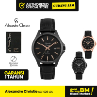 Jam Alexandre Christie Wanita AC 1026 LDL Black Leather Strap