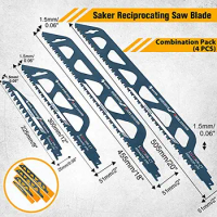 Saker 4Pcs Jig Saw Blades Reciprocating Hard Alloy Metal Saw Blade For Cutting Wood Porous Concrete Brick Power Tool Accessories