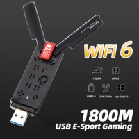 1800Mbps 2.4G 5G WiFi 6 Dongle Network Card Wifi6 USB 3.0 Adapter RTL8832AU Support Win 7 10 11 Voor Pc