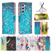100pcs/lot For Samsung Galaxy S24 Ultra Card Slot Stand Bird Feather Book Style Leather Case For Samsung Galaxy S24 Plus