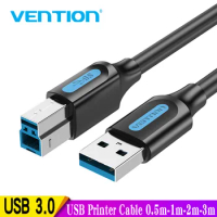Vention USB Printer Cable USB 3.0 Type A Male to B Male Cable for Canon Epson HP ZJiang Label Printer DAC USB Printer 0.5M-1m 3m
