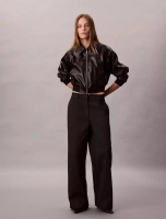 Calvin Klein Calvin Klein - A-Line Cropped Crinkle Faux Leather Bomber Jacket