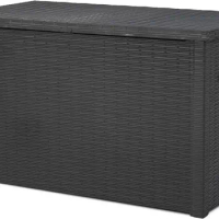 Keter Java XXL 230 Gallon Resin Rattan Look Large Outdoor Storage Deck Box for Patio Furniture Cushions