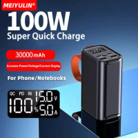 100W Fast Charging Power Bank 30000mAh USB C PD Charger Powerbank Portable External Battery Pack for iPhone 15 14 Samsung Laptop