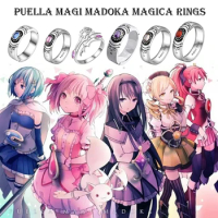 Anime Puella Magi Madoka Magica Cosplay Jewelry Akemi Homura Kaname Madoka 925 Sterling Silver Finger Ring For Women Girls Gifts