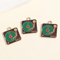 5pcs Gold Color 20x17mm Enamel CD Player Charms Music Pendant For DIY Handmade Necklaces Earrings Jewelry Making Accessories