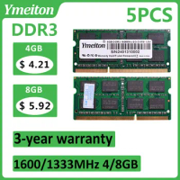 memoriam ddr3 5PCS Ymeiton Memory Note DDR3 1333MHz 1600MHz 4GB 8GB SO-DIMM RAM 240Pin 1.5v laptop Memory Wholesales