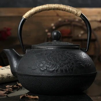 Big sale Cast iron pot uncoated iron teapot southern Japan teapot, traditionnal Peony big iron kettle pot 900ml japanese pot