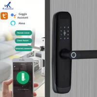 Phone Open the Door Keyless Electric Fingerprint Knob Door Handle Lock Free Drill For Door Thickness 5-70mm AA Battery Power On