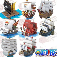 Bandai One Piece Anime Figure Thousand Sunny Merry Whitebeard Shanks Pirate Ships Assembly Model Decoration Modeltoys Gift